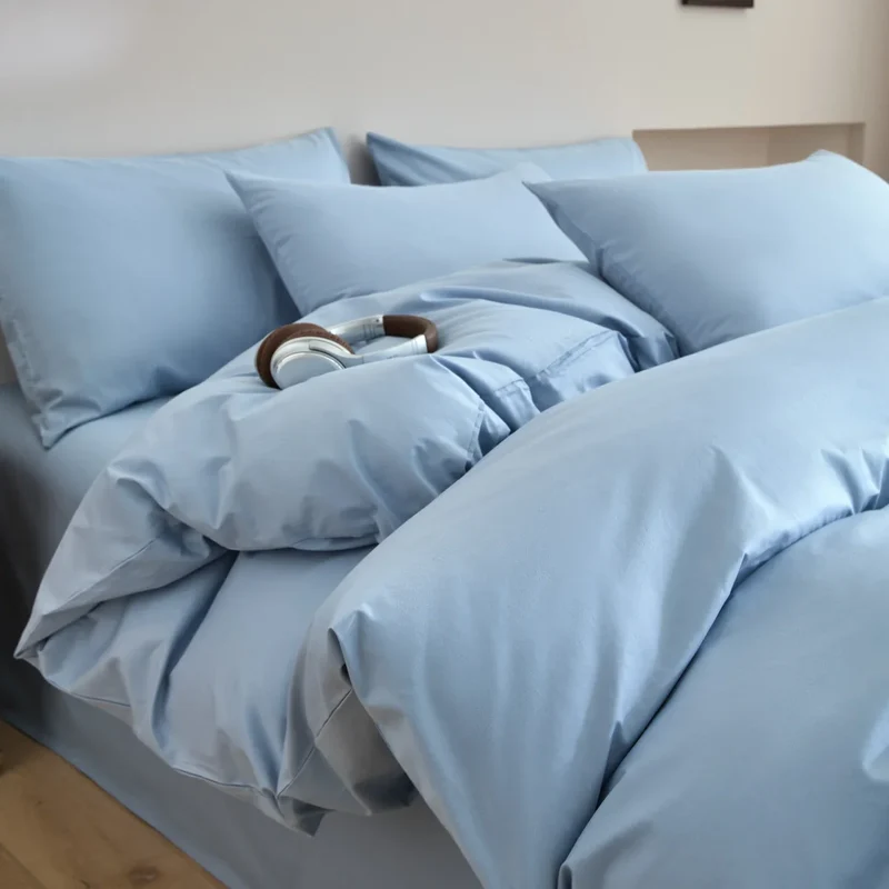 Egyptian Cotton Bettwäsche 3-teilig – Uni-Set mit 2 Kissenbezügen