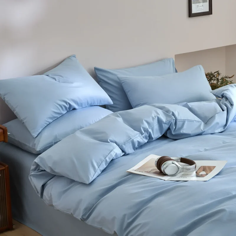 Egyptian Cotton Bettwäsche 3-teilig – Uni-Set mit 2 Kissenbezügen