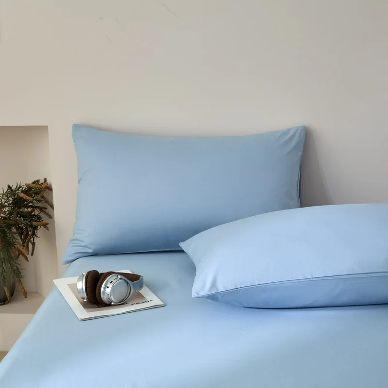 Egyptian Cotton Bettwäsche 3-teilig – Uni-Set mit 2 Kissenbezügen