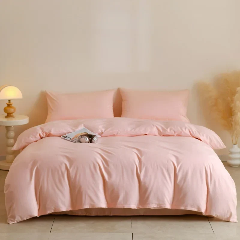 Egyptian Cotton Bettwäsche 3-teilig – Uni-Set mit 2 Kissenbezügen