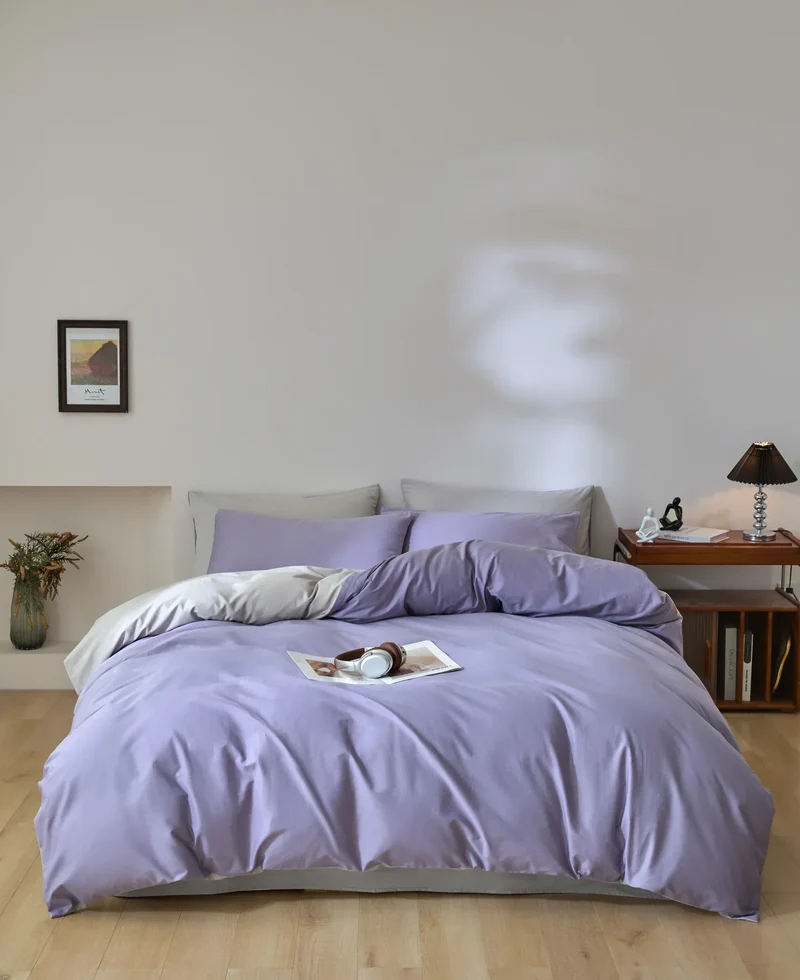 Egyptian Cotton Bettwäsche 3-teilig – Uni-Set mit 2 Kissenbezügen
