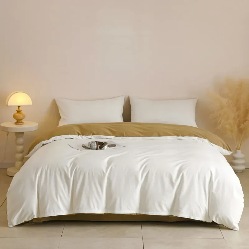 Egyptian Cotton Bettwäsche 3-teilig – Uni-Set mit 2 Kissenbezügen