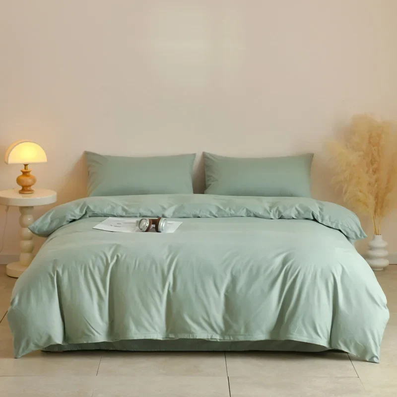 Egyptian Cotton Bettwäsche 3-teilig – Uni-Set mit 2 Kissenbezügen