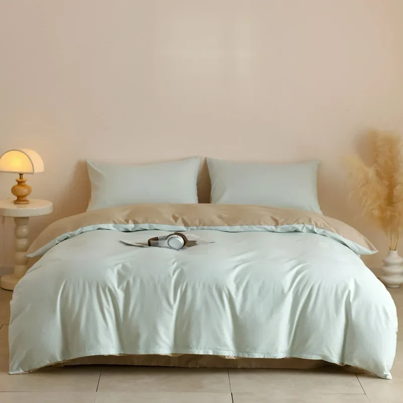 Egyptian Cotton Bettwäsche 3-teilig – Uni-Set mit 2 Kissenbezügen