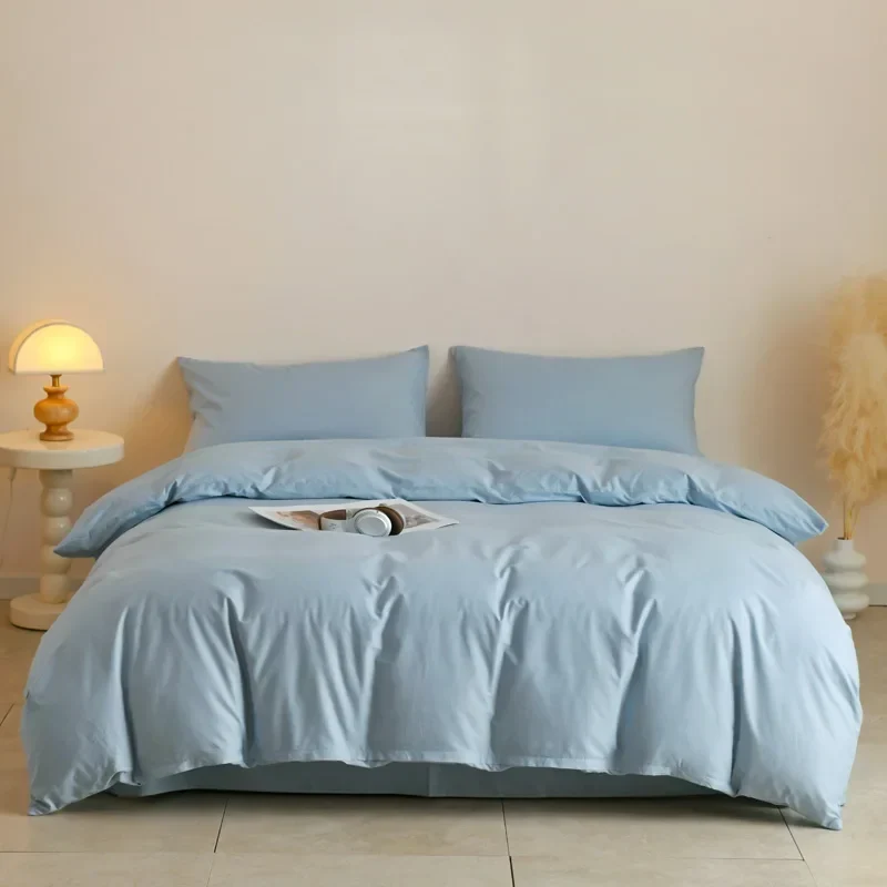 Egyptian Cotton Bettwäsche 3-teilig – Uni-Set mit 2 Kissenbezügen