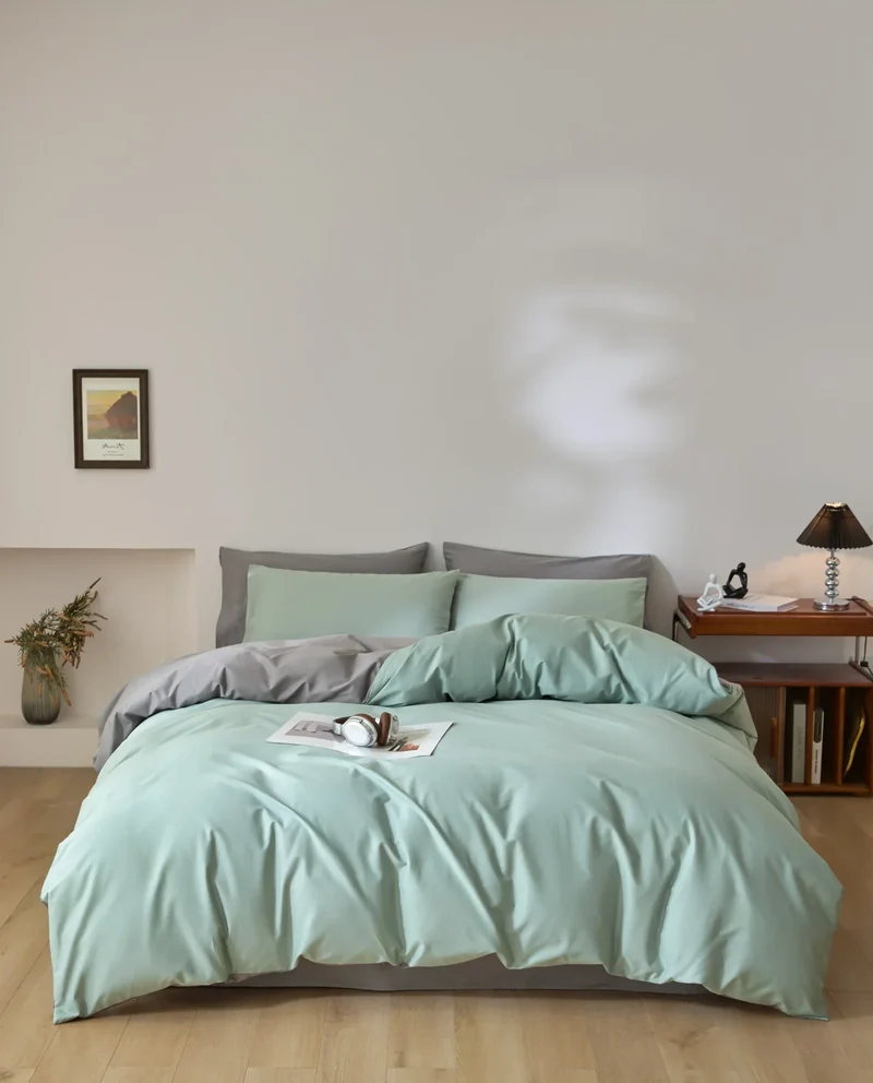 Egyptian Cotton Bettwäsche 3-teilig – Uni-Set mit 2 Kissenbezügen