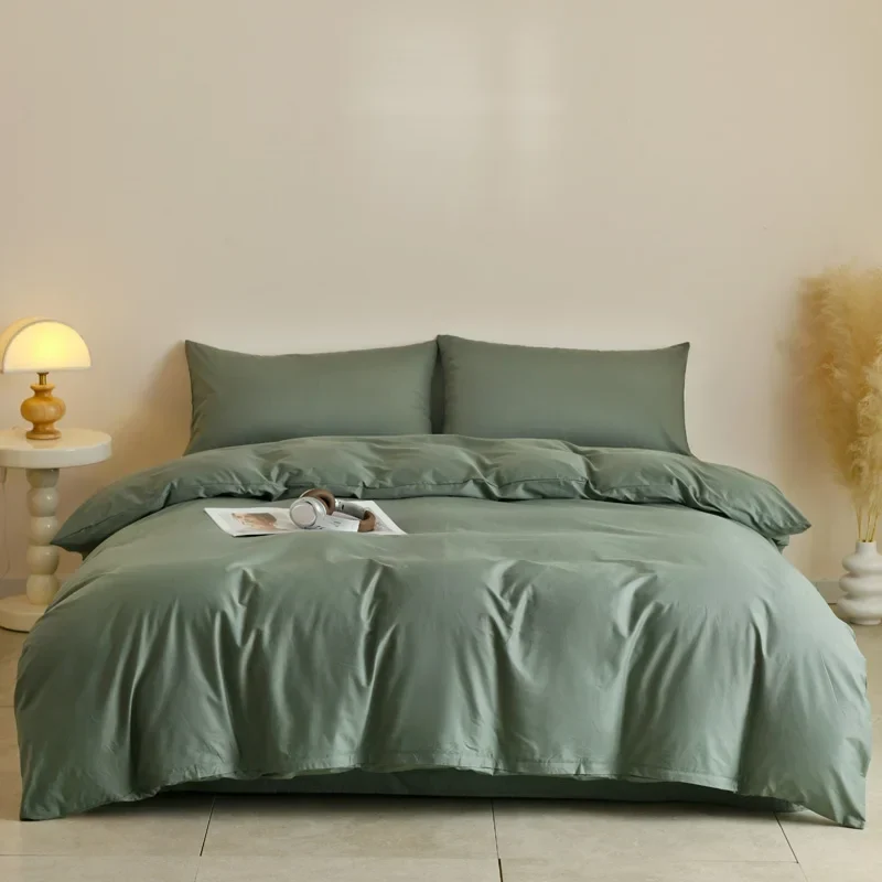 Egyptian Cotton Bettwäsche 3-teilig – Uni-Set mit 2 Kissenbezügen