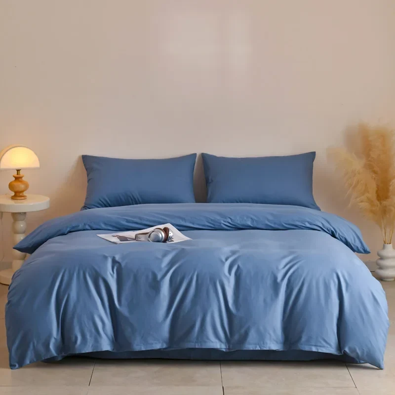 Egyptian Cotton Bettwäsche 3-teilig – Uni-Set mit 2 Kissenbezügen