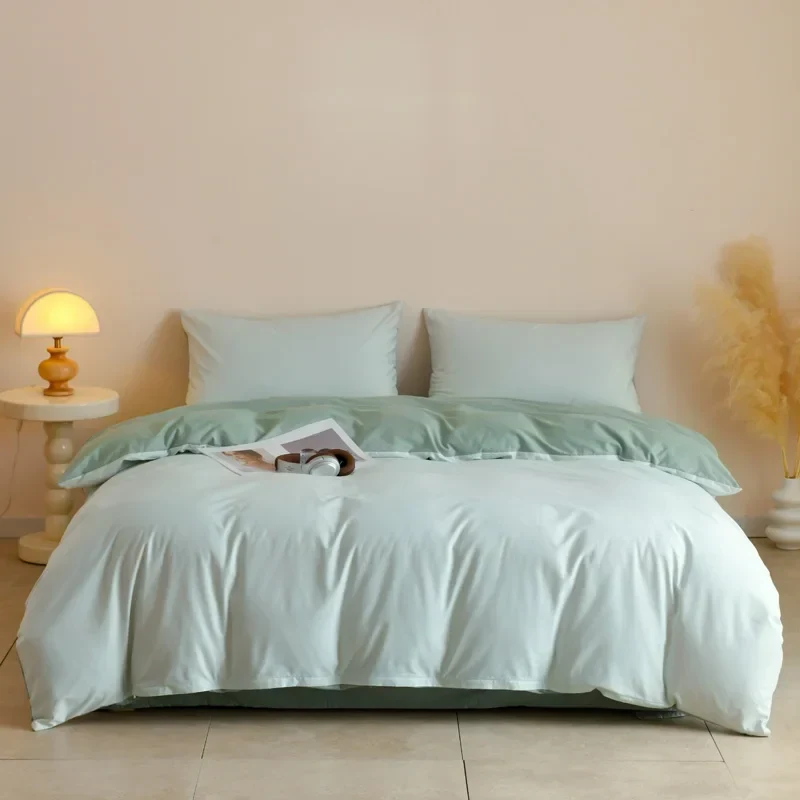 Egyptian Cotton Bettwäsche 3-teilig – Uni-Set mit 2 Kissenbezügen
