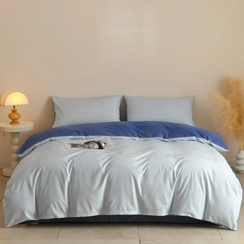Egyptian Cotton Bettwäsche 3-teilig – Uni-Set mit 2 Kissenbezügen