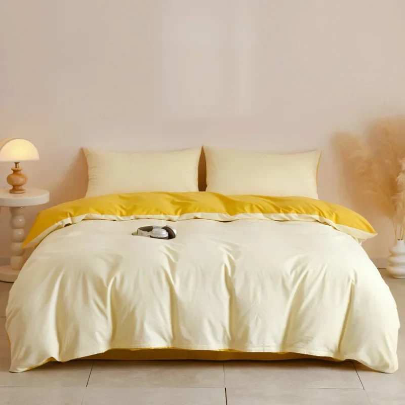 Egyptian Cotton Bettwäsche 3-teilig – Uni-Set mit 2 Kissenbezügen
