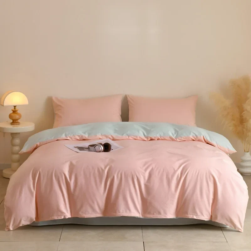 Egyptian Cotton Bettwäsche 3-teilig – Uni-Set mit 2 Kissenbezügen