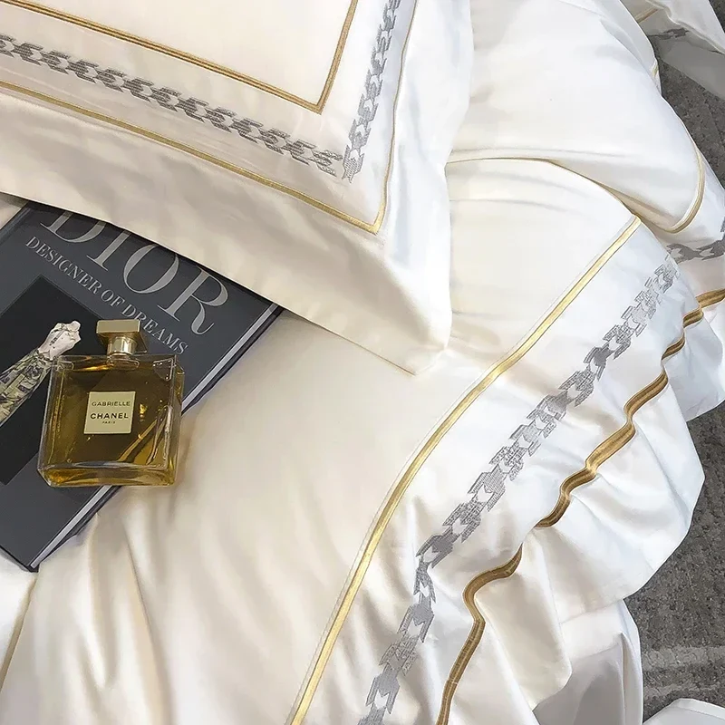 Egyptian Cotton Bettwäsche-Set 4-teilig – Bestickte Hotel-Bettwäsche