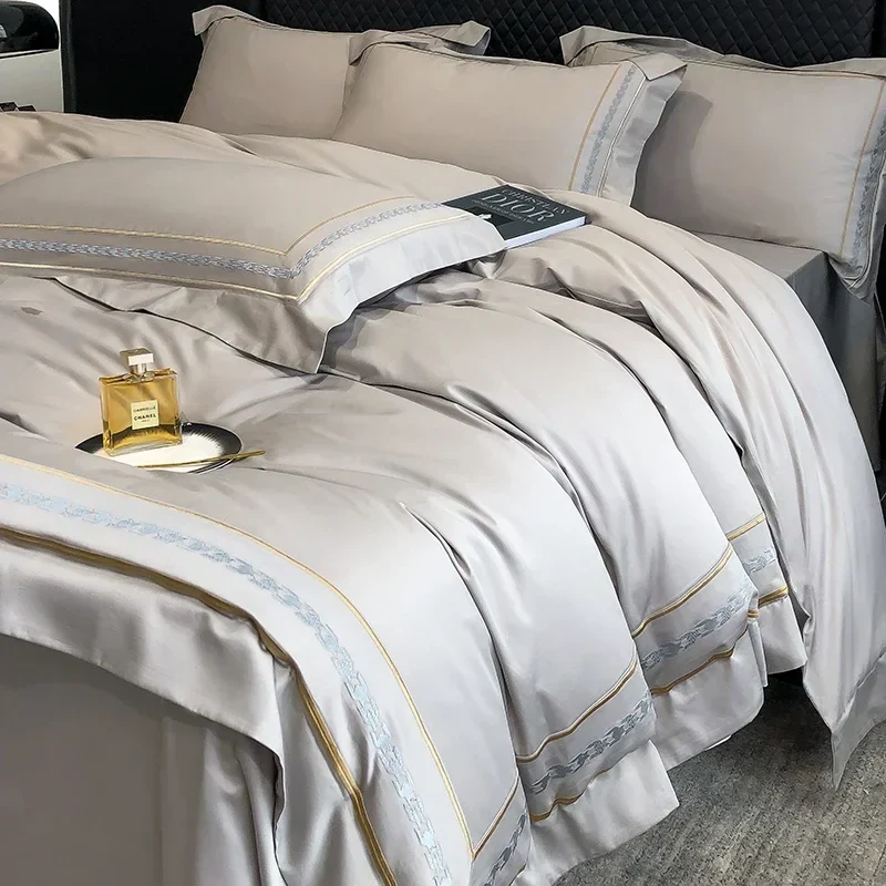 Egyptian Cotton Bettwäsche-Set 4-teilig – Bestickte Hotel-Bettwäsche