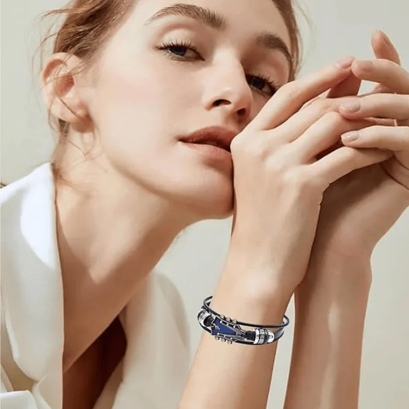 Armband – verstellbares Gitarrenarmband im Leder-Look mit Vintage-Design