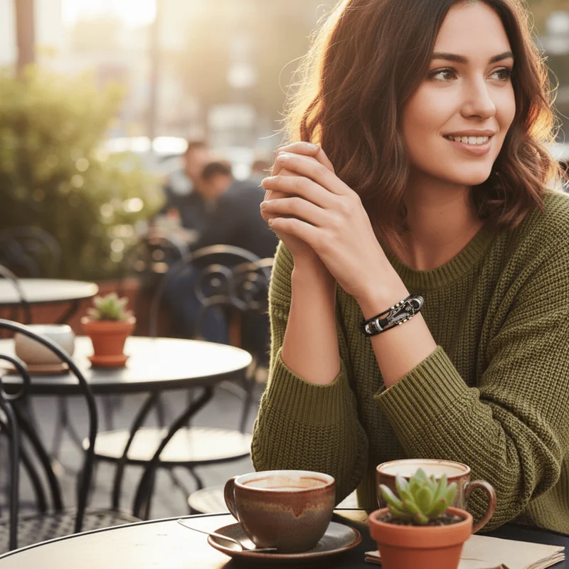 Armband – verstellbares Gitarrenarmband im Leder-Look mit Vintage-Design