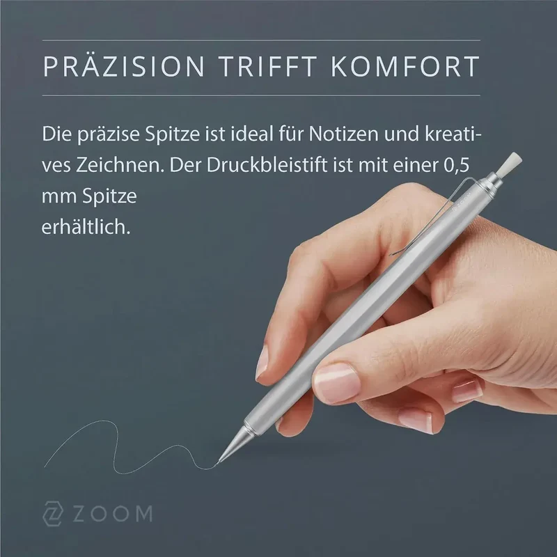 Tombow Zoom L2 0.5mm Mechanical Pencil, Matte Silver Finish