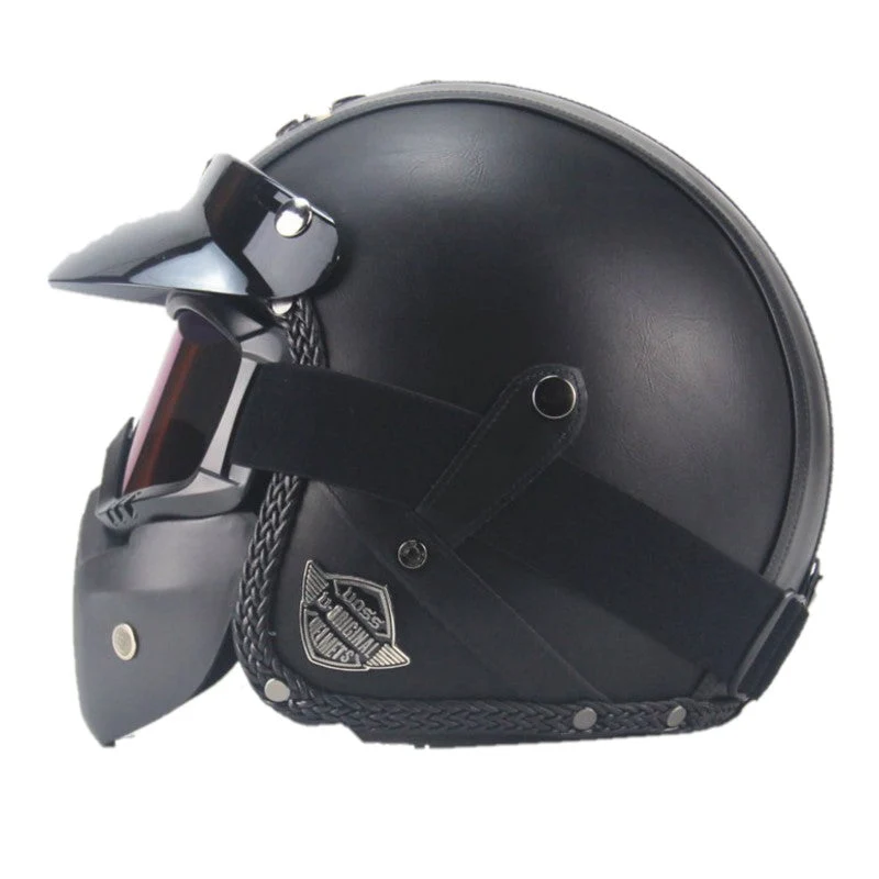 Motorradhelm – Retro-Design, Verstellbarer Kinnriemen & Komfortables Innenfutter