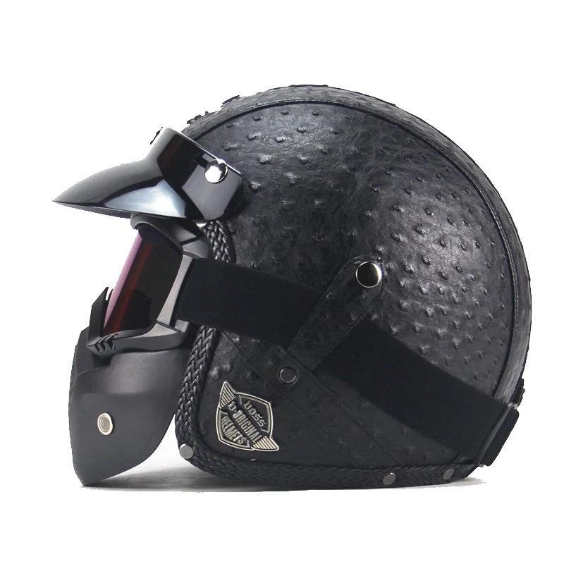 Motorradhelm – Retro-Design, Verstellbarer Kinnriemen & Komfortables Innenfutter