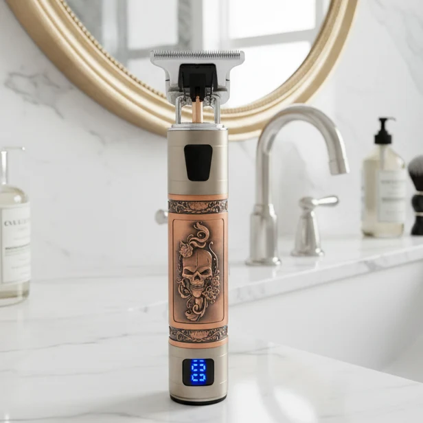 Barttrimmer Herren – Akku Haarschneider mit T-Blade, LED Display und Aufsätzen