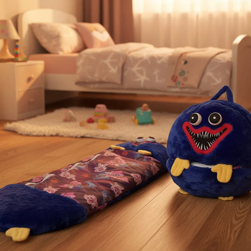Kinderschlafsack – weicher Kuschel-Schlafsack mit Tierdesign und integriertem Kissen
