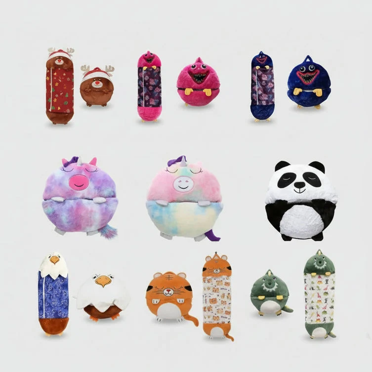 Kinderschlafsack – weicher Kuschel-Schlafsack mit Tierdesign und integriertem Kissen
