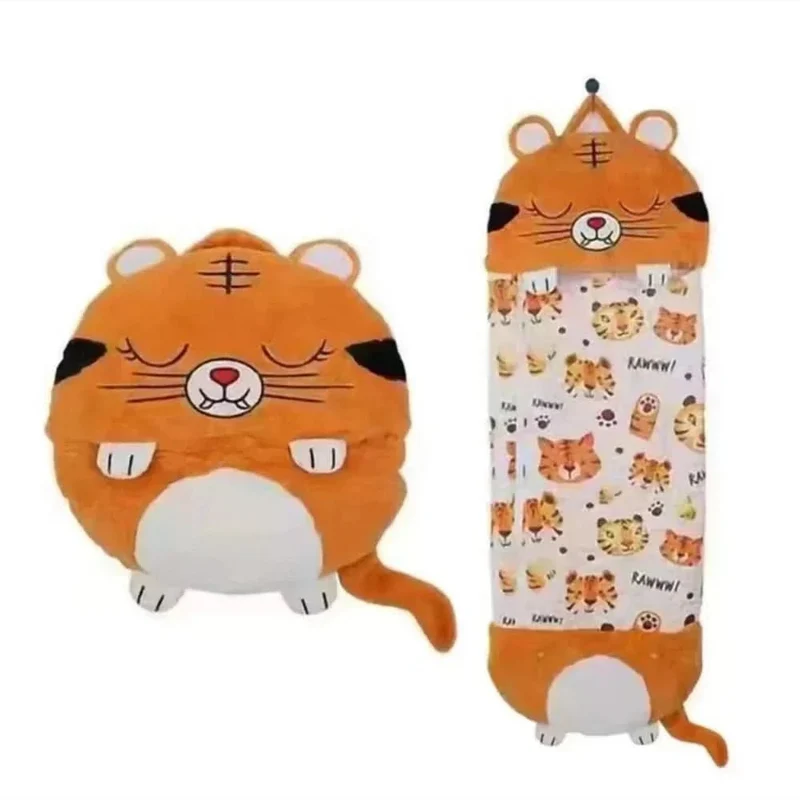 Kinderschlafsack – weicher Kuschel-Schlafsack mit Tierdesign und integriertem Kissen