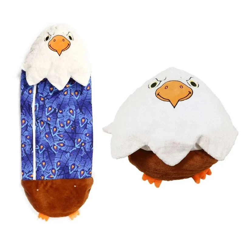 Kinderschlafsack – weicher Kuschel-Schlafsack mit Tierdesign und integriertem Kissen