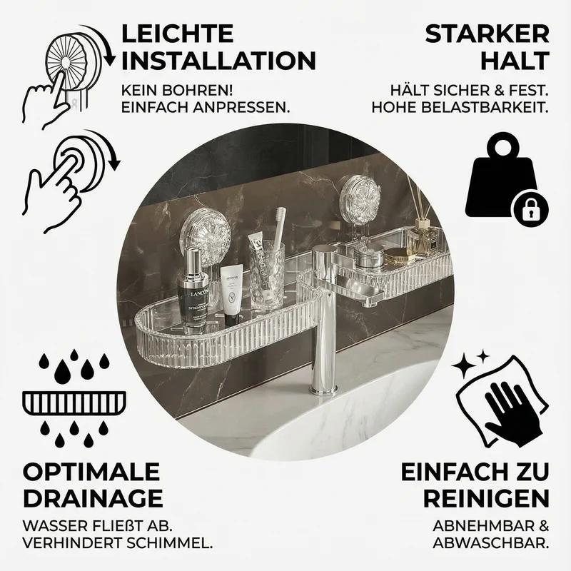 Praktisches Waschbeckenregal mit Saugnapf zur bohrfreien Aufbewahrung für Küche und Badezimmer