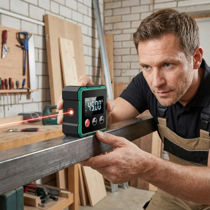 2-in-1 Digitaler Laser-Neigungsmesser mit Magnetfuß für präzise Winkelmessungen und Laserausrichtung