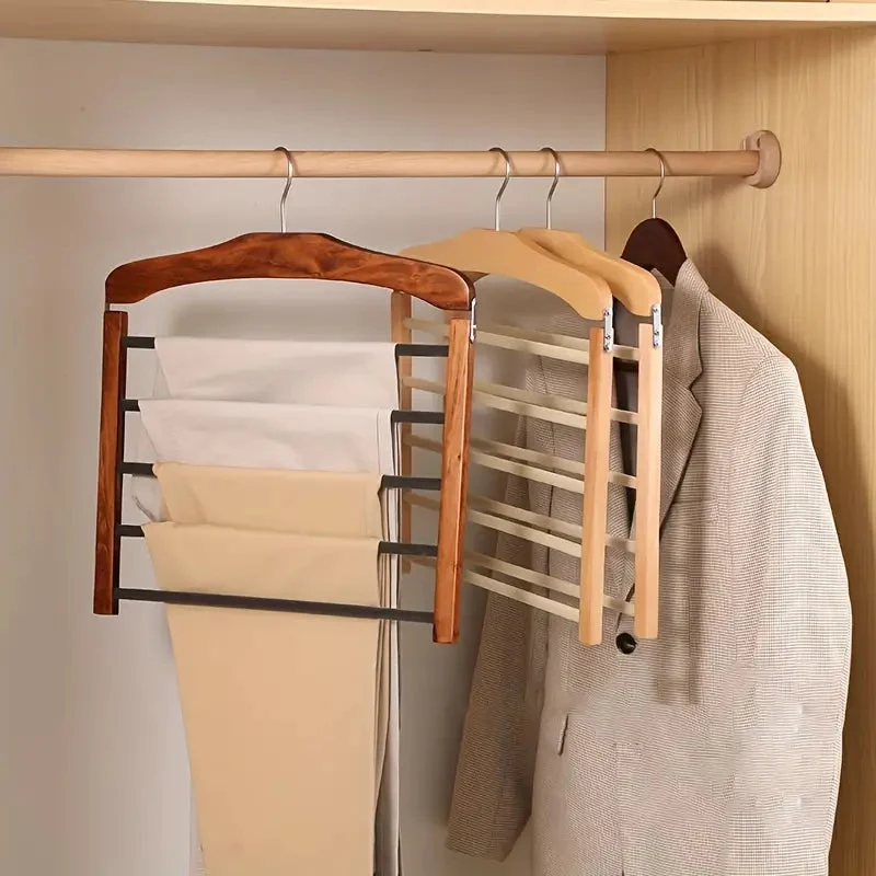 Kleiderbügel aus Massivholz – Breite Schulter mit drehbarem Stahlhaken