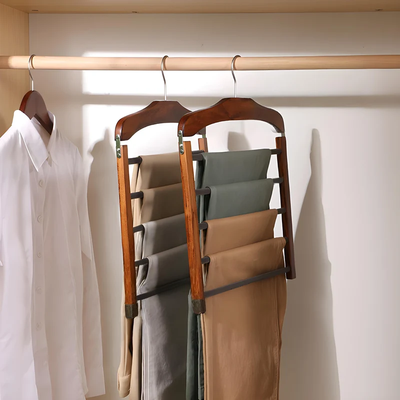 Kleiderbügel aus Massivholz – Breite Schulter mit drehbarem Stahlhaken