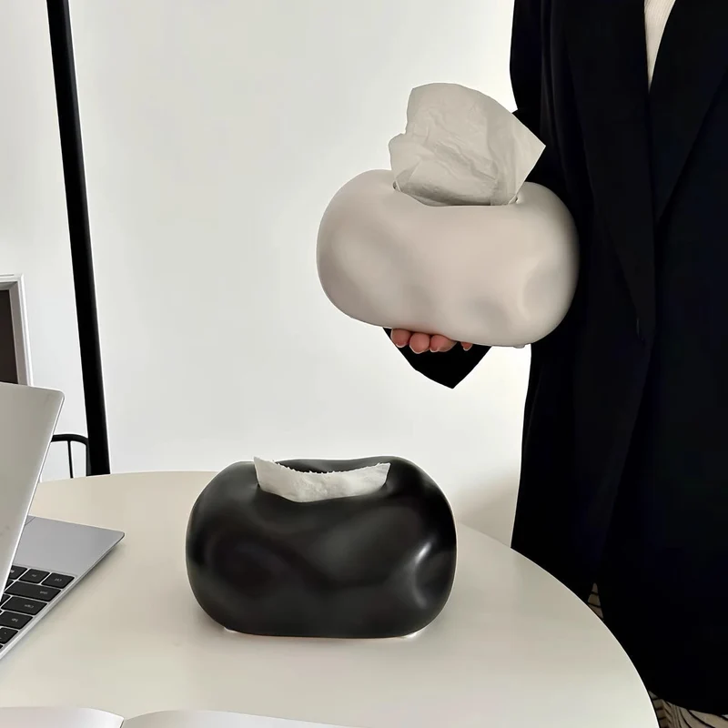 Taschentuchbox aus Keramik – Wolkenform für handelsübliche Würfelboxen