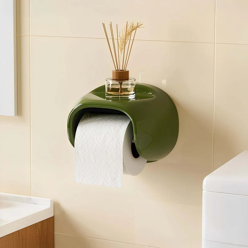 Toilettenpapierhalter ohne Bohren – Selbstklebend mit Ablage in Hochglanz