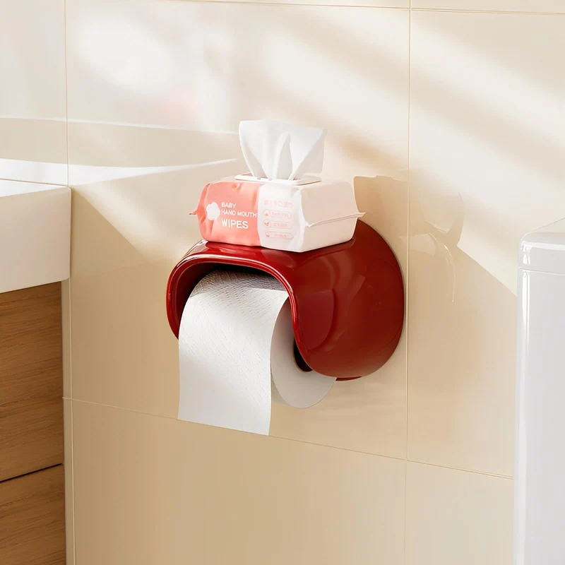 Toilettenpapierhalter ohne Bohren – Selbstklebend mit Ablage in Hochglanz