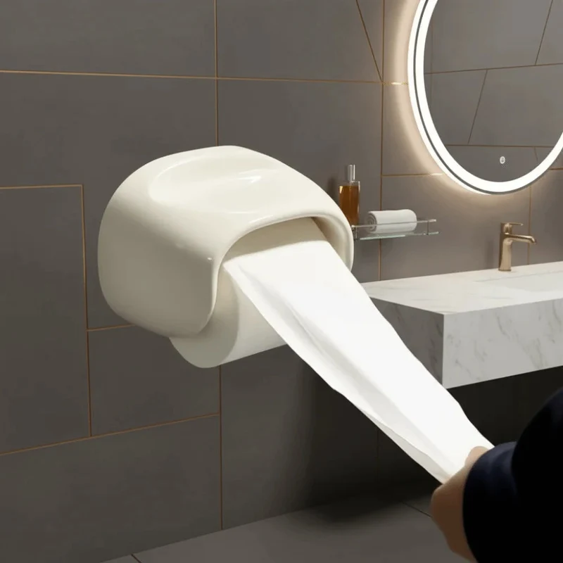 Toilettenpapierhalter ohne Bohren – Selbstklebend mit Ablage in Hochglanz