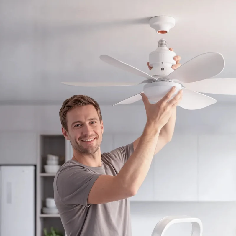 Deckenventilator mit Licht – Dimmbarer LED-Ventilator mit E27 und Fernbedienung