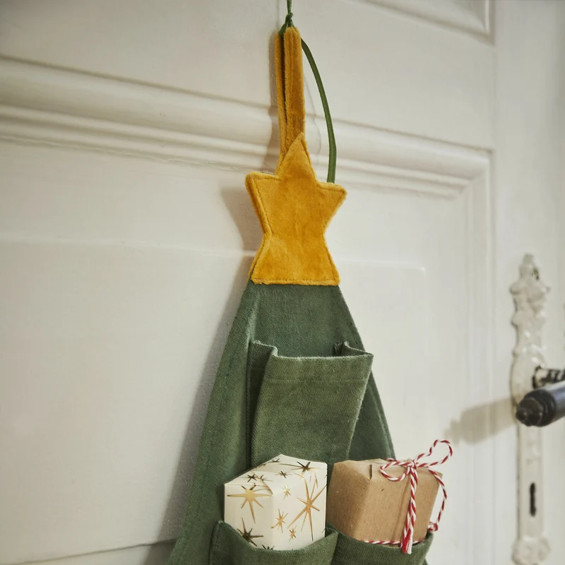 TALIRA Adventskalender – Handgewebter Baumwoll-Adventskalender in Tannenbaum-Form mit 24 Taschen