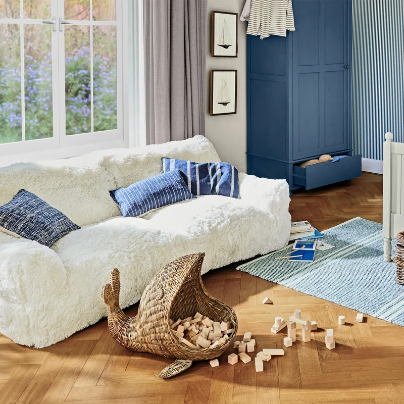 CHERUBOO Wal-Rattankorb – Verspielter handgeflochtener Aufbewahrungskorb aus Rattan im Wal-Design für Kinderzimmer