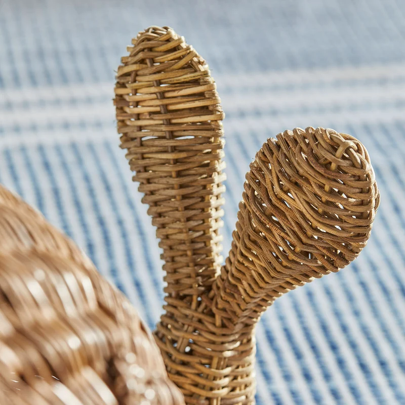 CHERUBOO Wal-Rattankorb – Verspielter handgeflochtener Aufbewahrungskorb aus Rattan im Wal-Design für Kinderzimmer