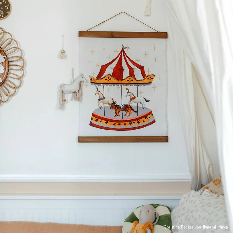 CARNAVAL DES RÊVES LED-Wandbild – Magische Karussell Wanddekoration mit warmweißer LED-Beleuchtung für Kinderzimmer