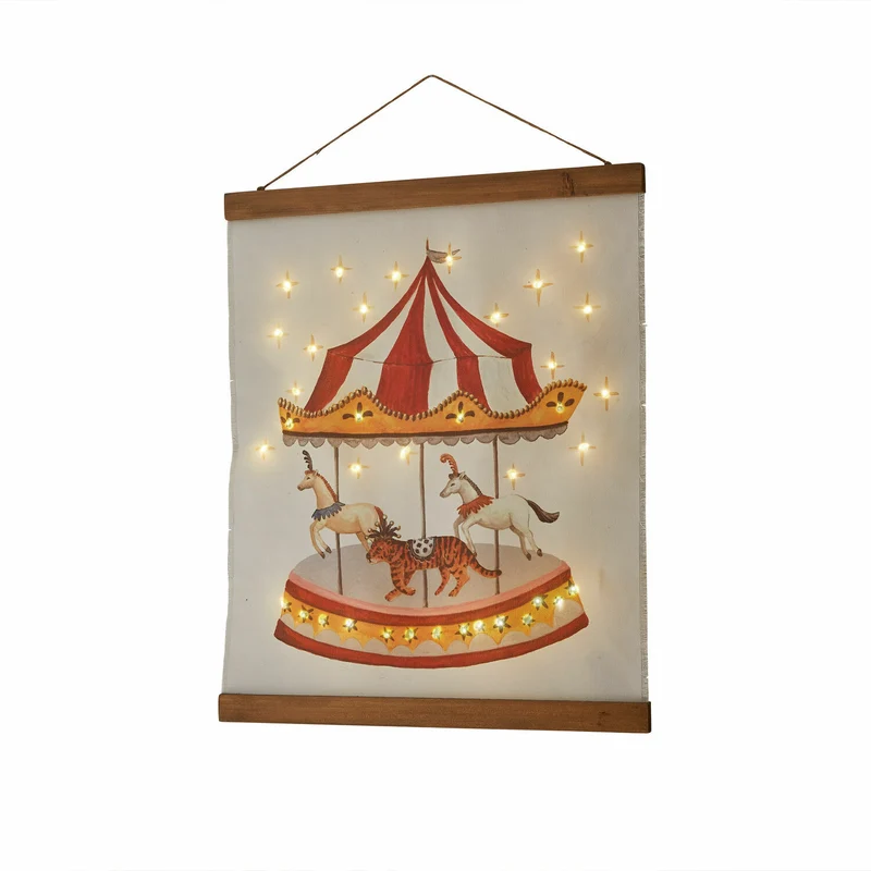 CARNAVAL DES RÊVES LED-Wandbild – Magische Karussell Wanddekoration mit warmweißer LED-Beleuchtung für Kinderzimmer