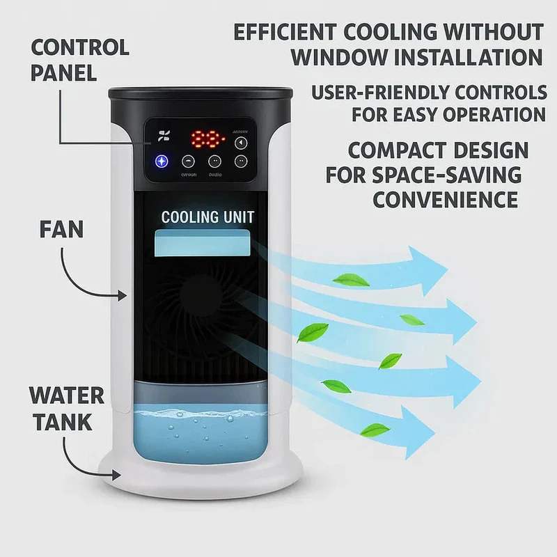 Mobile Klimaanlage – fensterloser Luftkühler mit 6 Stufen und Timer
