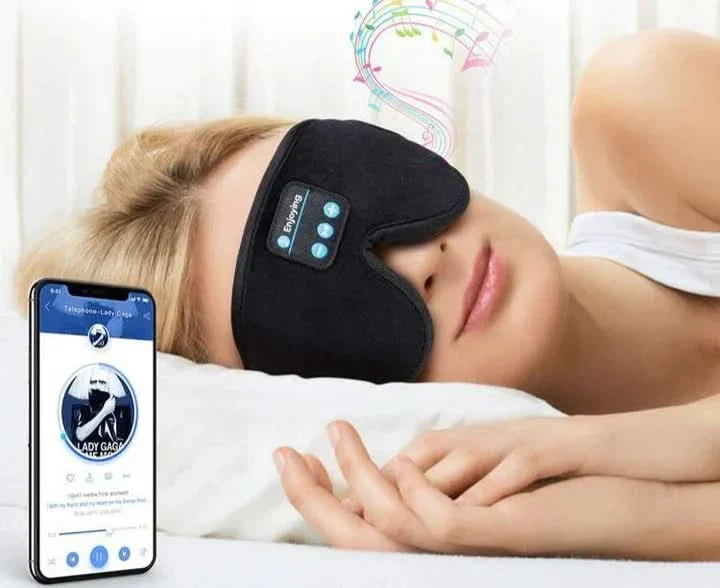 Bluetooth Schlafmaske mit Musikfunktion und integrierten kabellosen Lautsprechern für erholsamen Schlaf und Entspannung