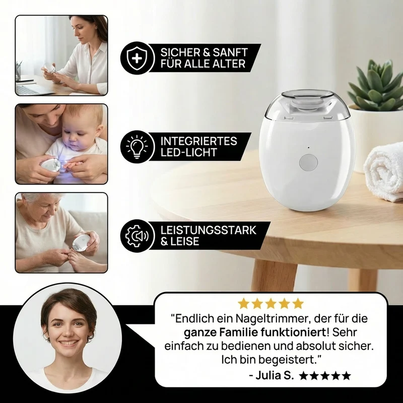 Sichere und sanfte elektrische Nagelpflege für die ganze Familie mit LED-Licht