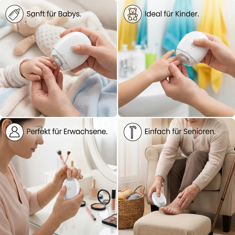 Sichere und sanfte elektrische Nagelpflege für die ganze Familie mit LED-Licht