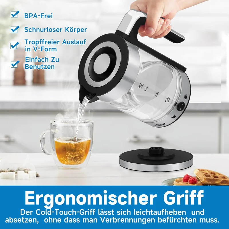 1800W Elektrische Glas Teekocher Caymatik Samowar 1.8L Wasserkocher