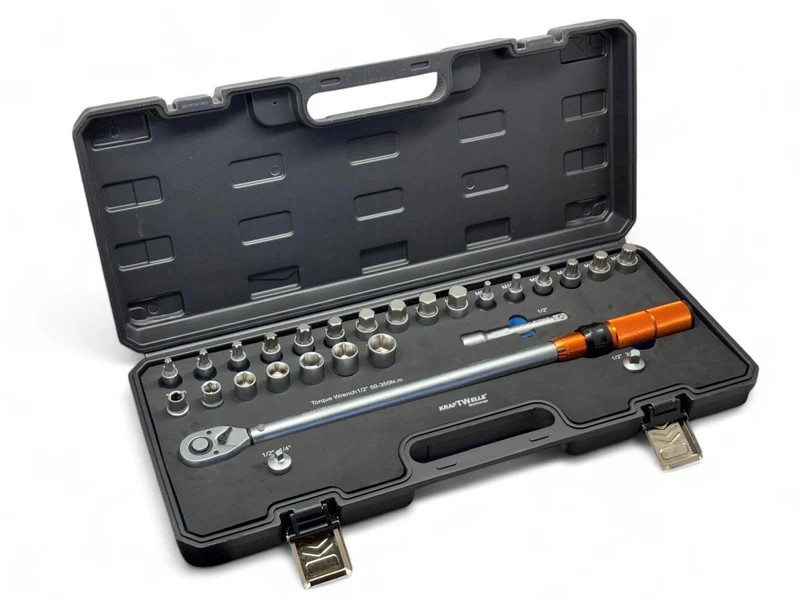 Drehmomentschlüssel 1/2 Zoll 50-350 NM mit Umschaltfunktion mit Bits Set