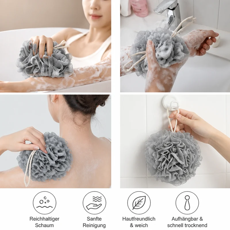 Bade-Luffa mit Aufhängeschlaufe – Reichhaltiger Schaum