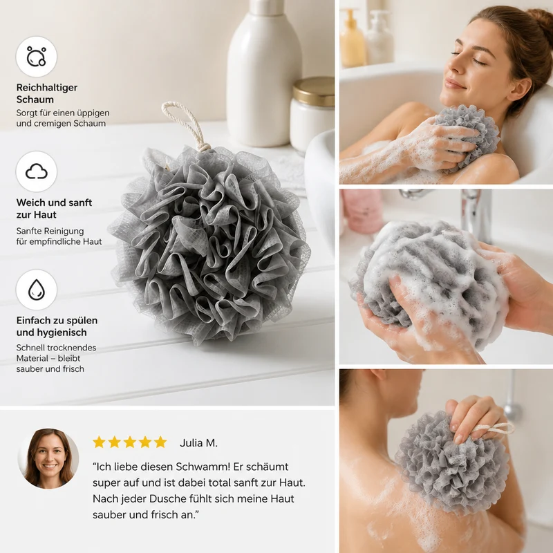 Bade-Luffa mit Aufhängeschlaufe – Reichhaltiger Schaum